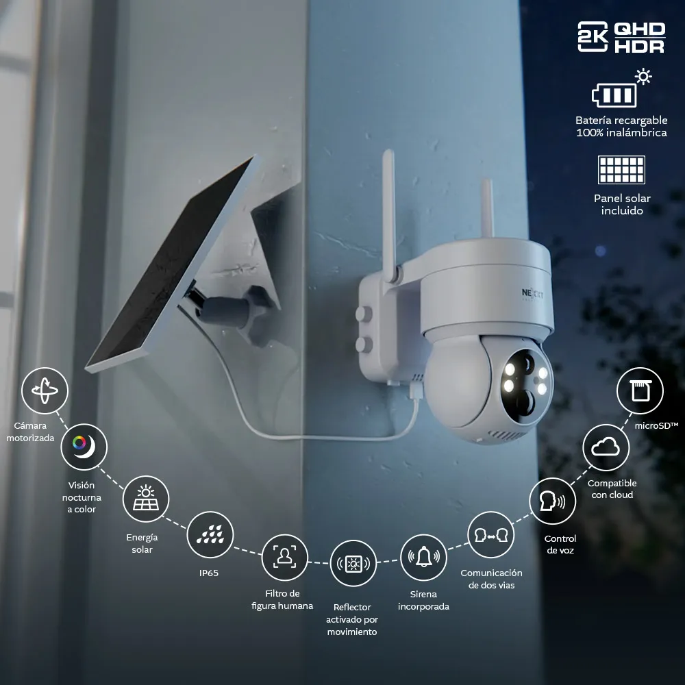 Nexxt Cámara Wi-Fi Con Panel Solar - NHC-OP20S - Imagen 2